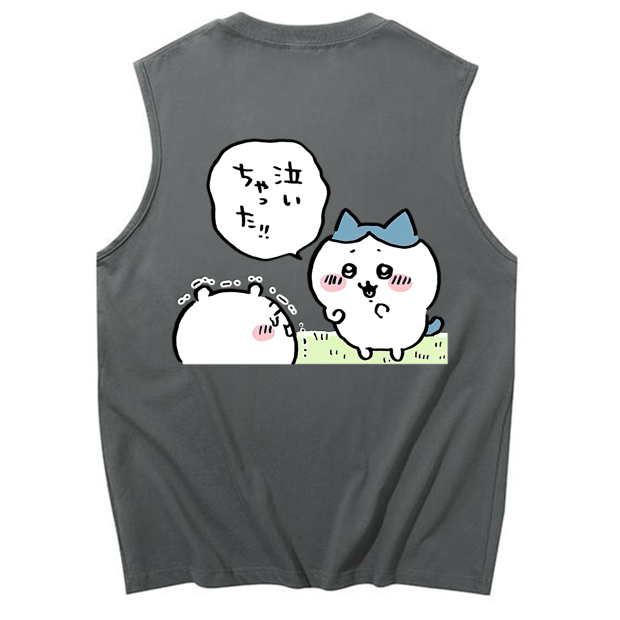 （画像用） ちいかわ ハチワレ Chii-kawa hachiware コットン100％タンクトップ（背面プリント）